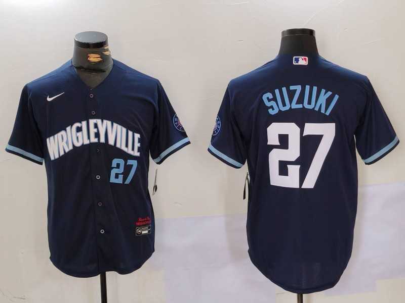 Men%27s Chicago Cubs #27 Seiya Suzuki Number Navy City Connect Cool Base Stitched Jersey->baltimore orioles->MLB Jersey